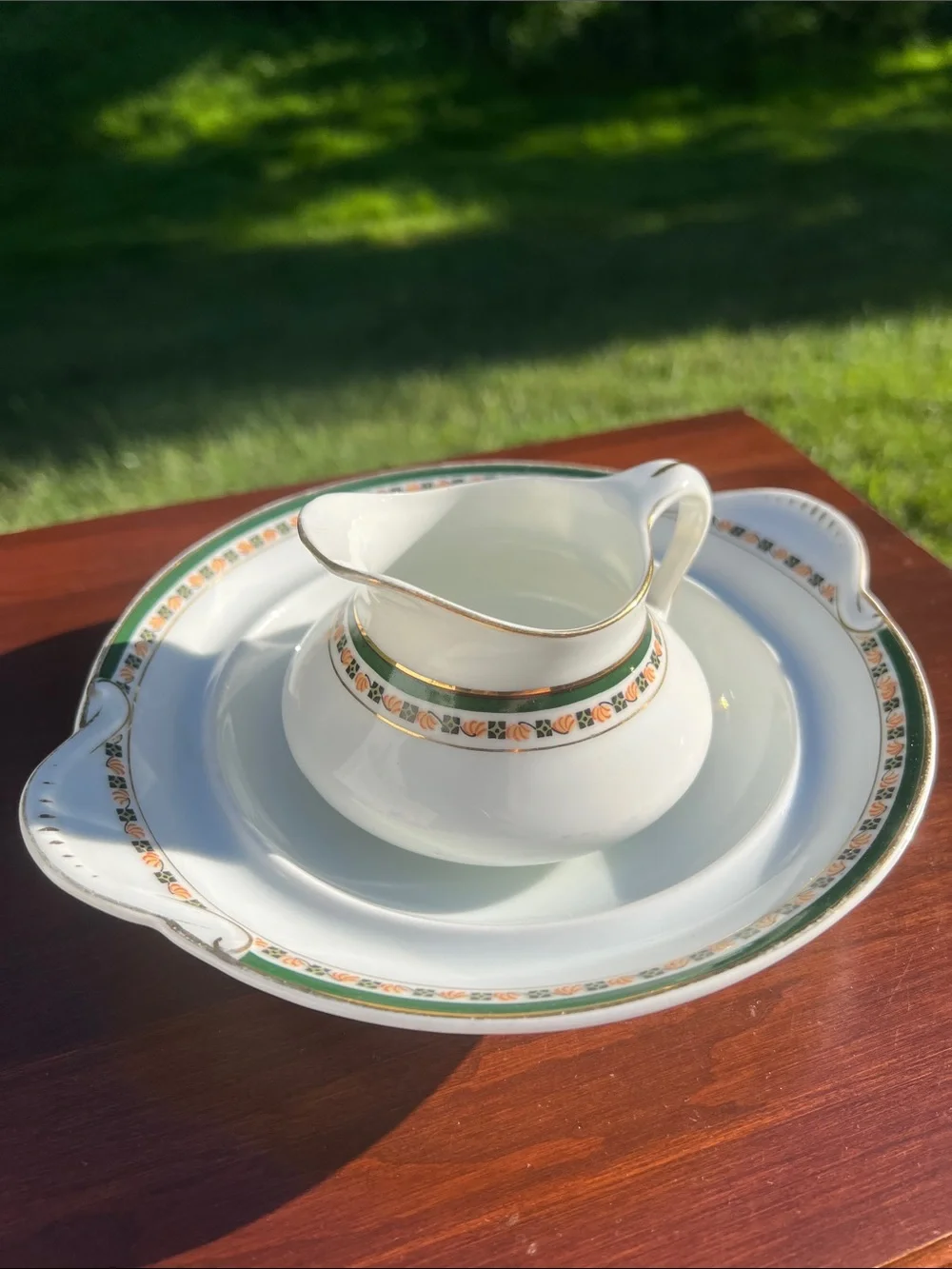 Vintage Edwardian Bassett Fine Ceramics Porcelain Basin Set Cream & Sugar